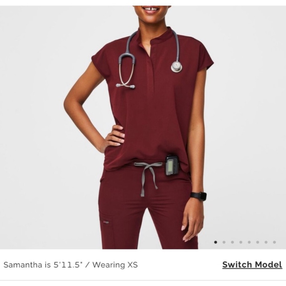 Figs set burgundy (Rafaela top medium and Zamora joggers XL)